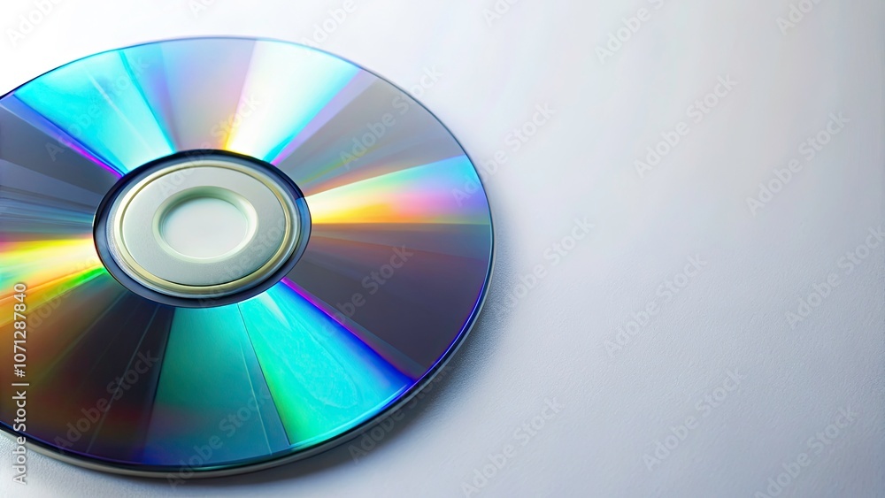 Isolated Compact Disc Photograph on White Background for Music and Technology Themes Isolated Compact Disc Photograph on White Background for Music and Technology Themes