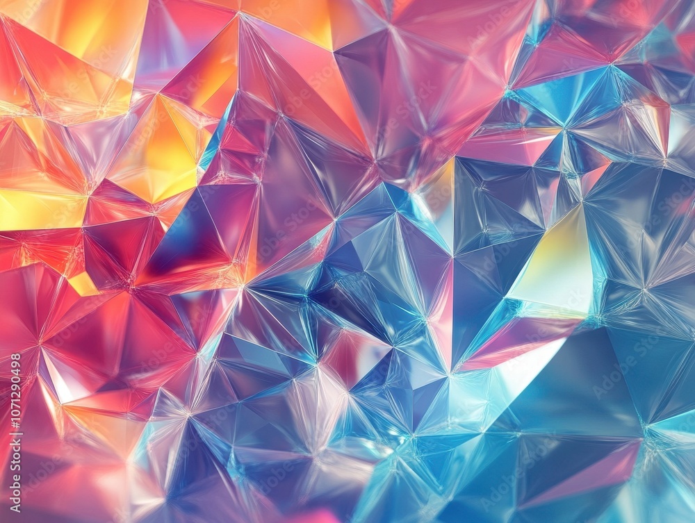 Abstract Geometric Pattern with Pink, Blue, and Orange Iridescent Colors Abstract Geometric Pattern with Pink, Blue, and Orange Iridescent Colors