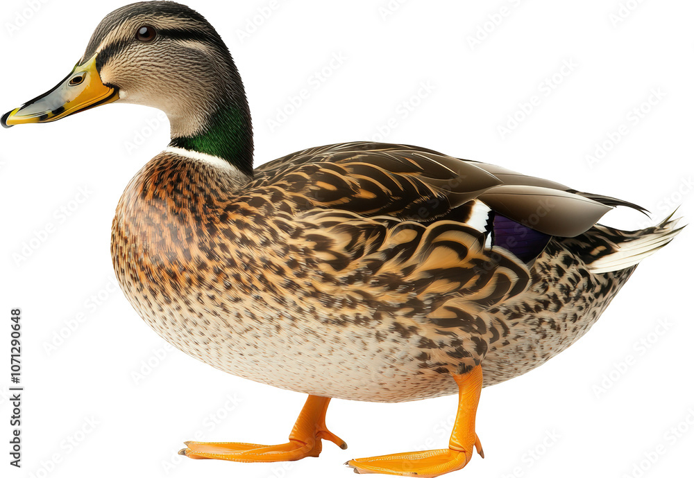 A brown duck with green head