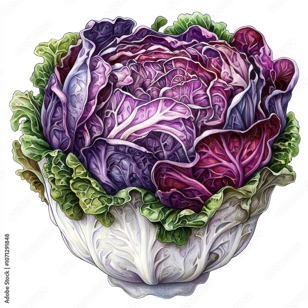 Obraz premium Art Nouveau style coleslaw, detailed patterns, isolated on a white background.
