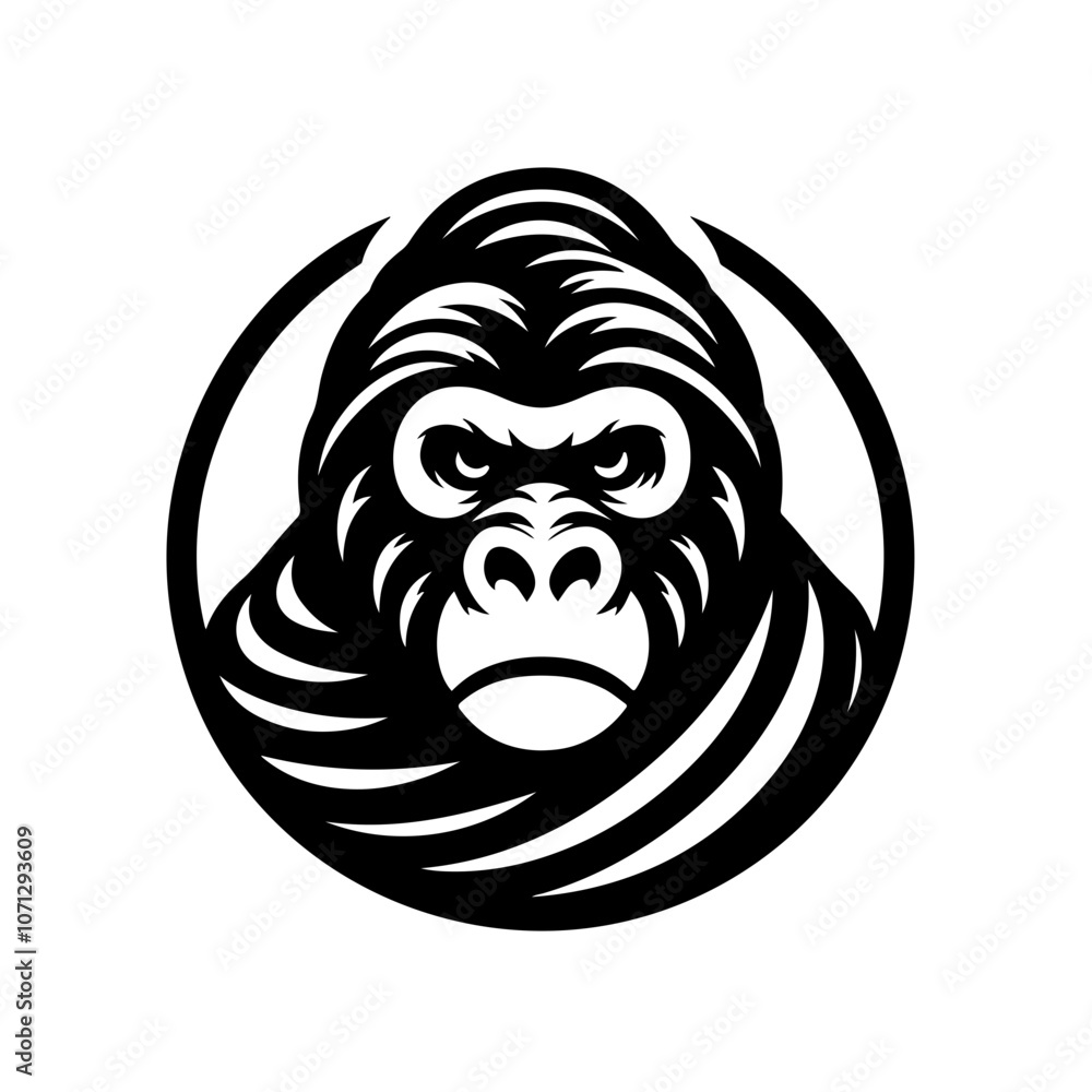 Fototapeta premium gorilla head simple logo icon vector png illustration, isolated on transparent background