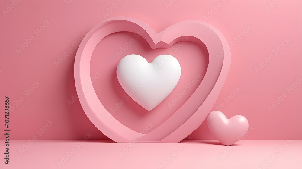 Pink heart with ribbon, a symbol of love and romance, perfect for Valentine's Day cards and wedding invitations Pink heart with ribbon, a symbol of love and romance, perfect for Valentine's Day cards and wedding invitations