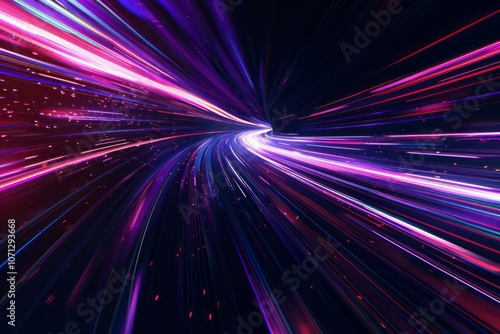 Futuristic neon motion lines against a dark background, perfect for designing engaging banners, postcards, and illustrations