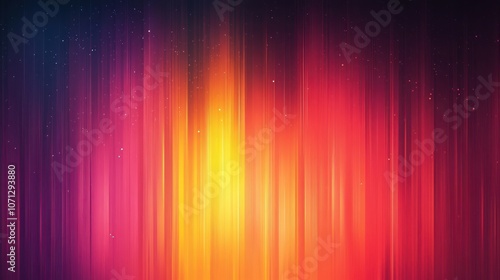 Abstract background with vertical lines of red, orange, yellow, and purple with glowing white dots in the dark space.