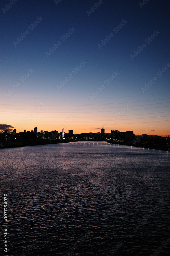 Fototapeta premium sunset over the river