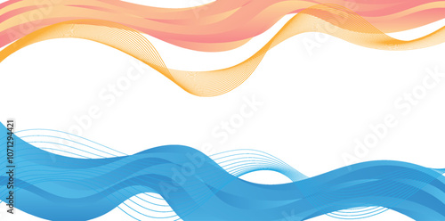 Paper cut topography relief imitation,orange and Blue  colors multi layers banner. Abstract wave flowing liquid texture art design, paper cut layer smooth shape vector illustration eps10