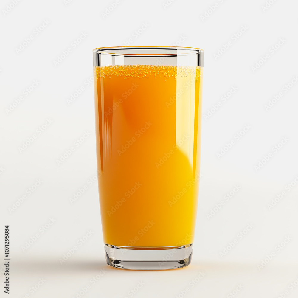 A vibrant glass of fresh orange juice isolated on a white background. This representation highlights the bright yellow color, evoking freshness and health. Perfect for beverage-related projects. A vibrant glass of fresh orange juice isolated on a white background. This representation highlights the bright yellow color, evoking freshness and health. Perfect for beverage-related projects.
