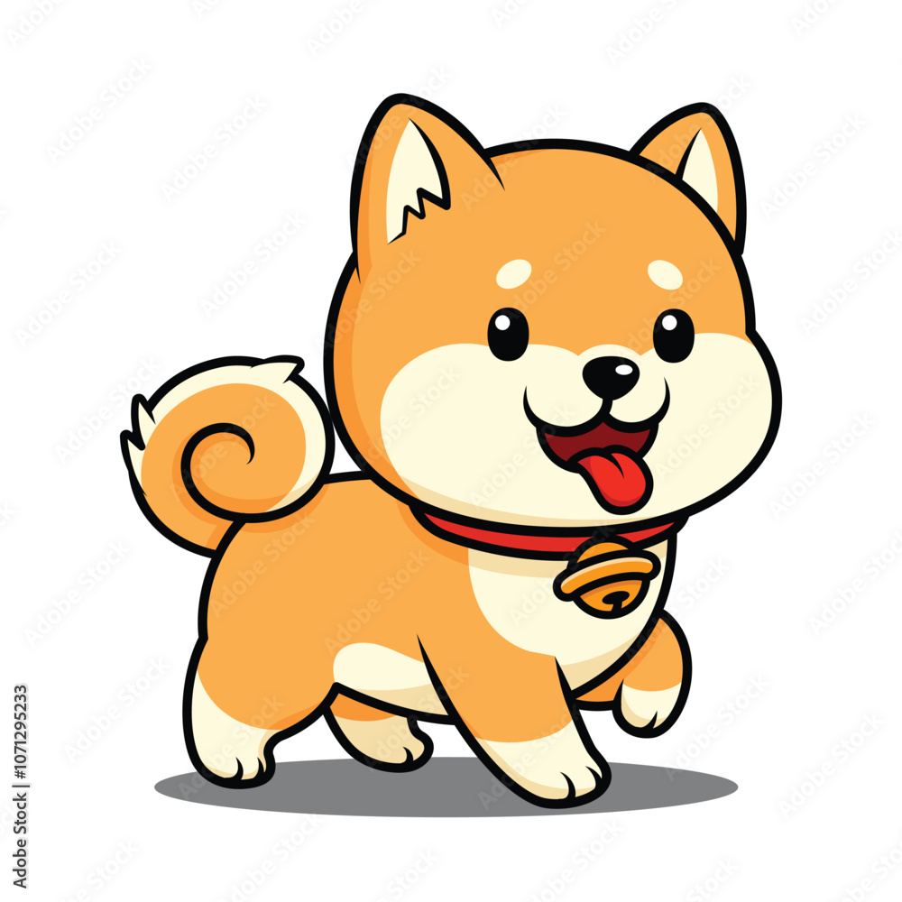Cute Shiba Inu Dog Cartoon Character Walking Cute Shiba Inu Dog Cartoon Character Walking