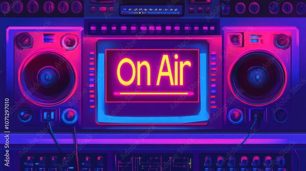 Fototapeta premium Illuminated Control Panel with On Air Sign