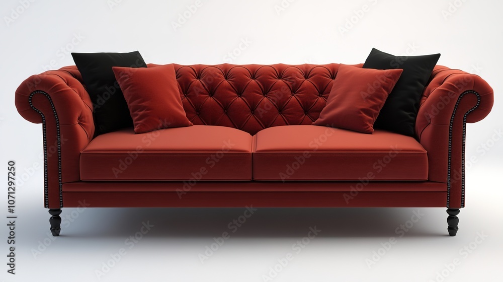 Obraz premium Sofa Set with Original Colors Against a Black Background, Featuring Elegant Design and Modern Aesthetic for Stylish Interiors
