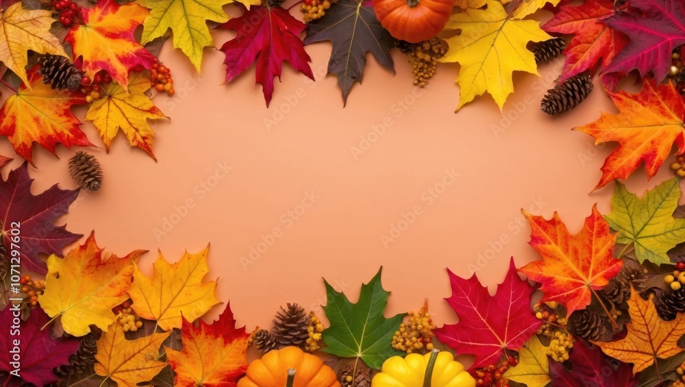 Festive Thanksgiving scene with a colorful palette of orange, red, and yellow leaves. Festive Thanksgiving scene with a colorful palette of orange, red, and yellow leaves.