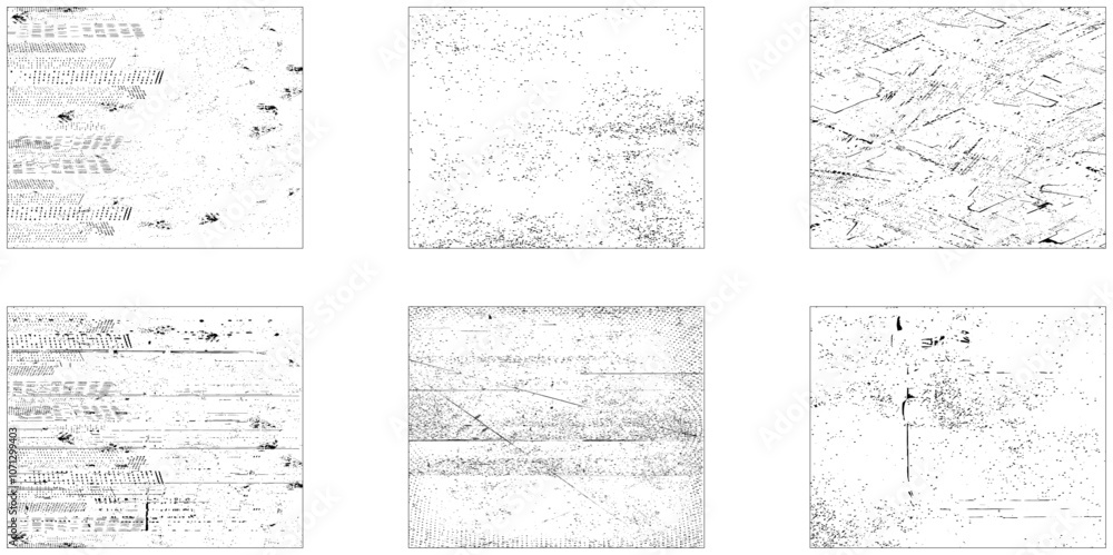 Grunge overlay textures with dust grain isolated on white background. Vintage grunge background with dirty edges and scratches. Grunge overlay textures with dust grain isolated on white background. Vintage grunge background with dirty edges and scratches.