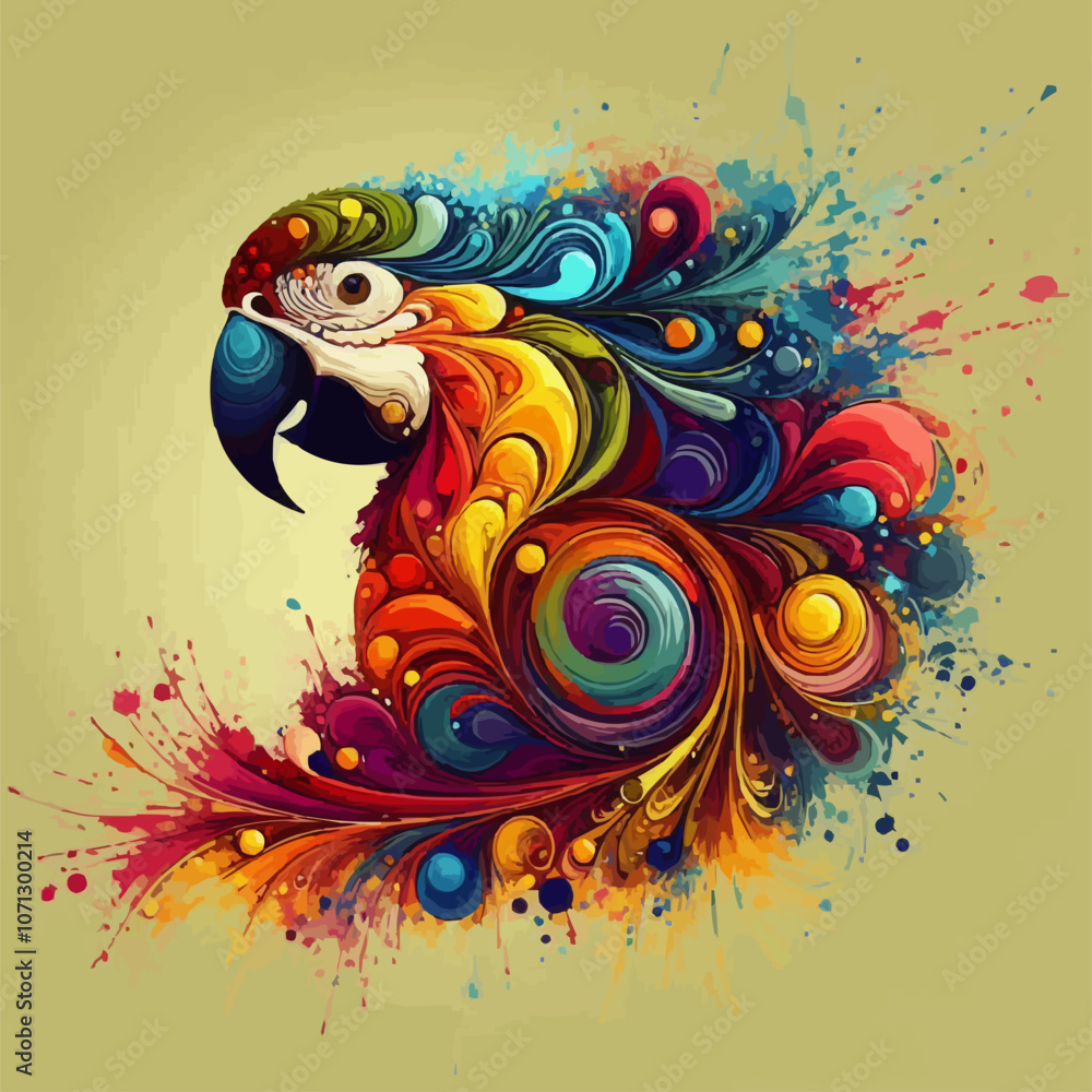 Fototapeta premium Parrot in bright colors. Abstract vector image of the parrot. T-shirt design.
