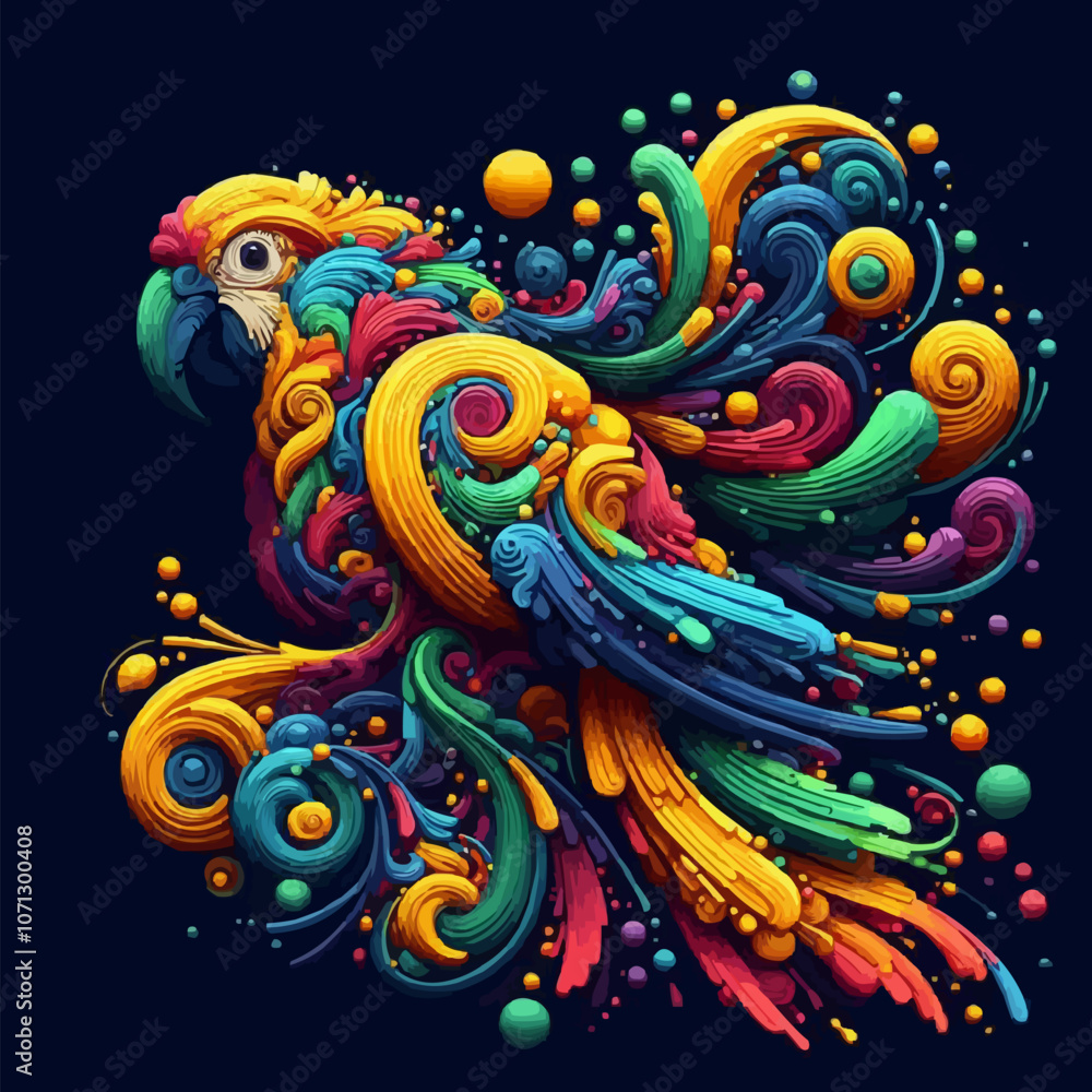 Obraz premium Parrot in bright colors. Abstract vector image of the parrot. T-shirt design.
