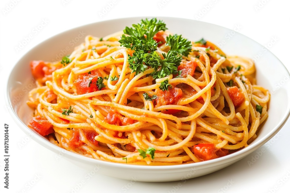 Spaghetti in a dish on a white background Spaghetti in a dish on a white background
