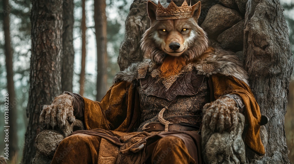 Obraz premium Majestic Beast King in Crown and Armor