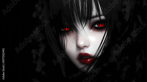 Character girl asian cute model black gothic make up halloween theme background wallpaper ai generated image. Gothic. Illustration photo