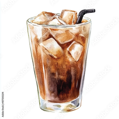 ice coffee watercolor clipart illustration