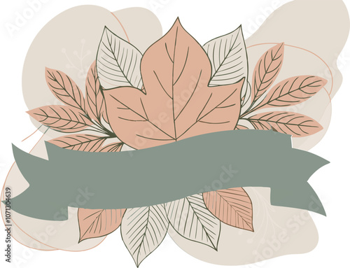 autumn foliage on white background. Banner with fall leaves . Vector illustration 