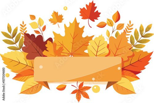 autumn foliage on white background. Banner with fall leaves . Vector illustration 