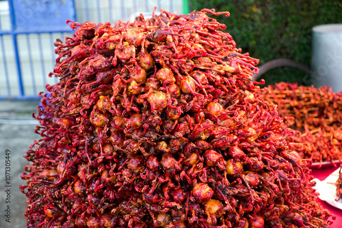 Fried khiad, Thai market food, strange food, local food, culture photo