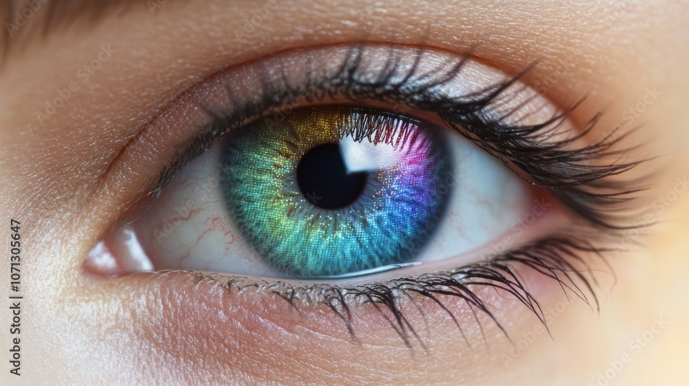Close-up of a human eye with a colorful iris. Close-up of a human eye with a colorful iris.