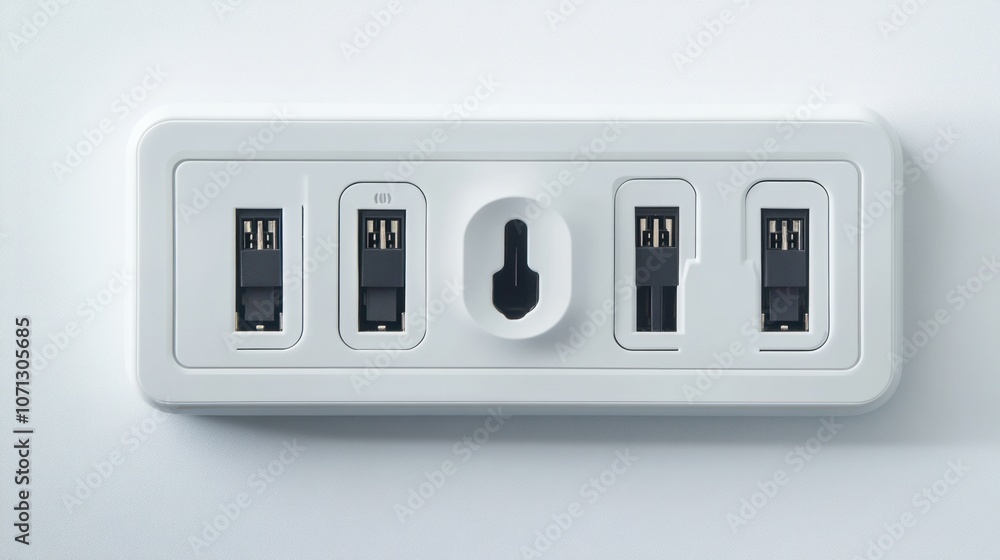 Electric wall outlet with USB ports, isolated on white, representing modern power solutions