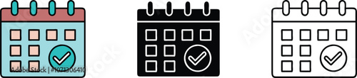 Calendar Icons with Checkmark for Completed Tasks