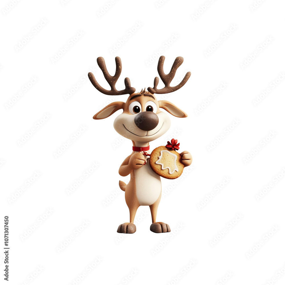 Cute Reindeer Holding a Gingerbread Cookie Cute Reindeer Holding a Gingerbread Cookie