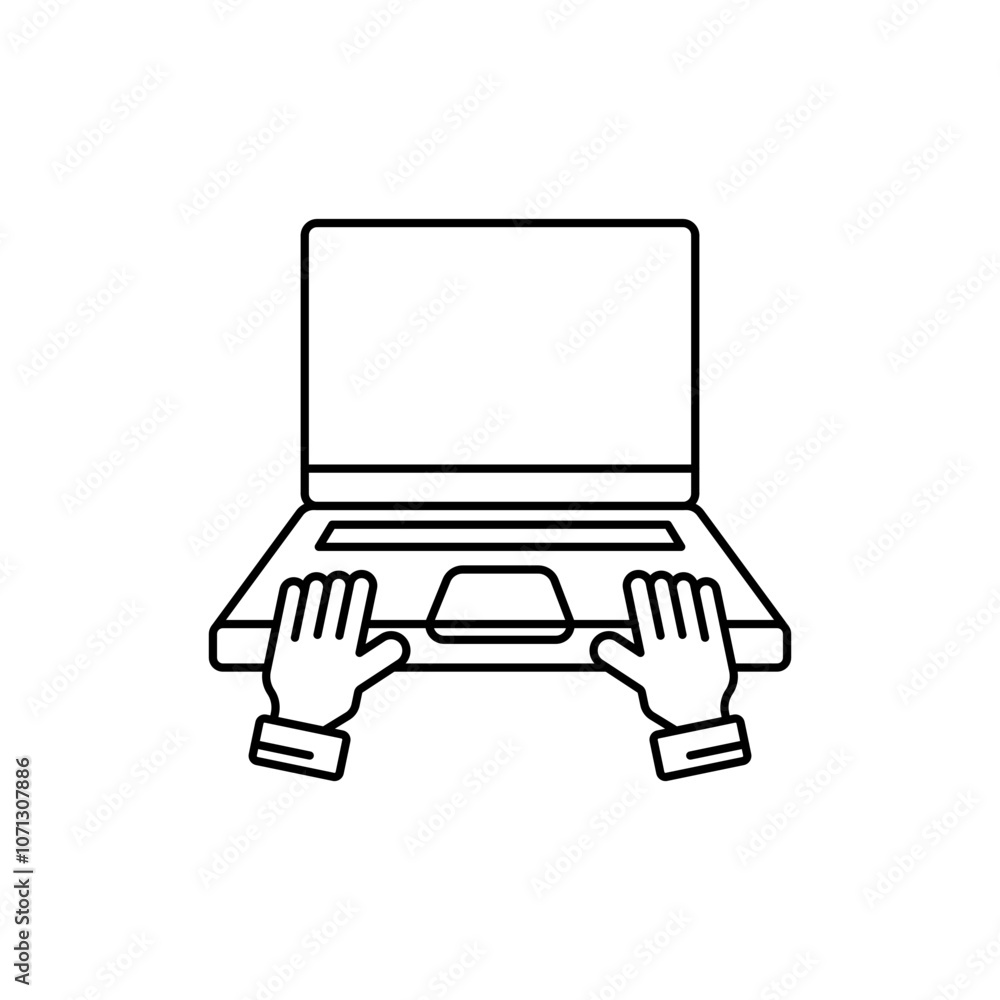 Relaxed laptop setup icon, line icon Co-Working Space Relaxed laptop setup icon, line icon Co-Working Space
