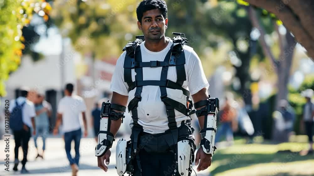 A Indian male inventor Wearing a white shirt and a black suit, he was walking down the street with a group of people. A Indian male inventor Wearing a white shirt and a black suit, he was walking down the street with a group of people.