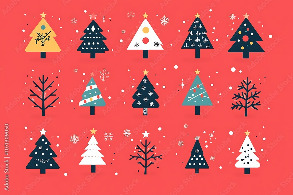 Obraz premium Seamless Christmas tree with red and green colored