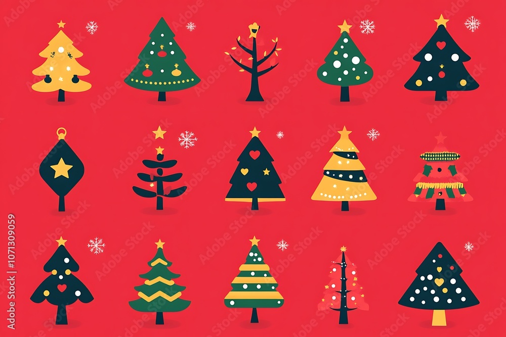 Obraz premium Seamless Christmas tree with red and green colored