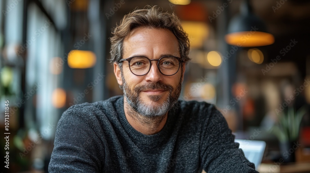 Smiling Man in a Cafe Smiling Man in a Cafe