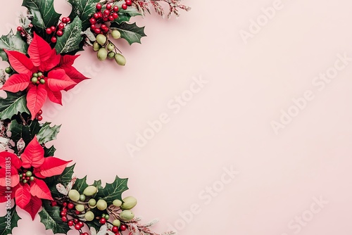 Wallpaper Mural Element with winter plants. Merry Christmas and Happy New Year decoration. Torontodigital.ca