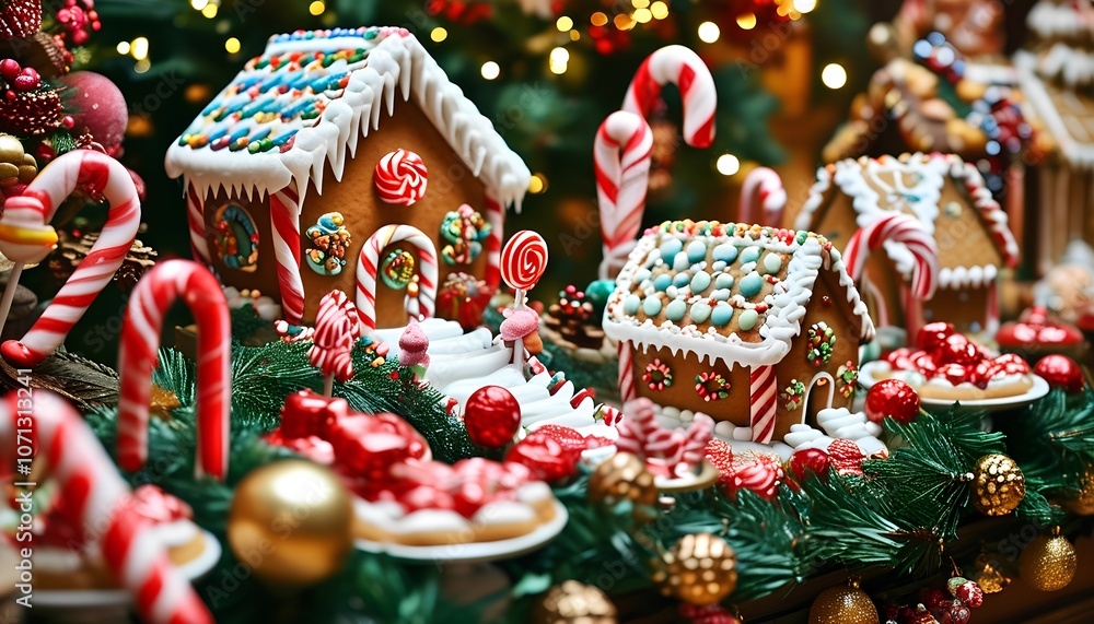 Delight in the festive charm of gingerbread houses and candy canes for a magical holiday season Delight in the festive charm of gingerbread houses and candy canes for a magical holiday season