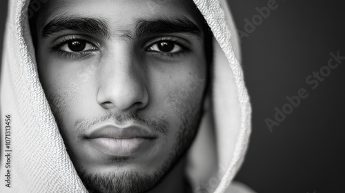 Portrait of a Young Arab Man with Traditional Features