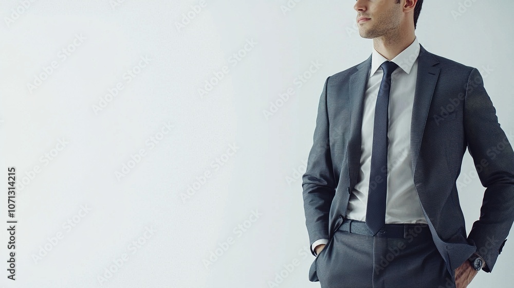 Professional Man in Business Suit with Confident Stance Professional Man in Business Suit with Confident Stance