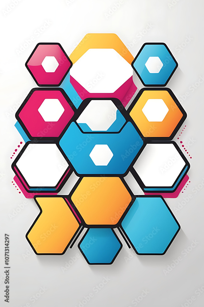 Minimalistic icon of a hexagon symbol representing balance and harmony on white background. Minimalistic icon of a hexagon symbol representing balance and harmony on white background.
