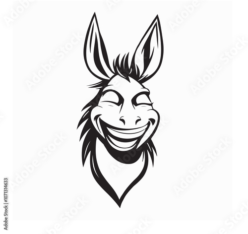 Cheerful Donkey Smiling image vector. Illustration of donkey smiling and happy Isolated on white
