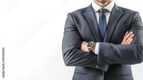 Confident Businessman in Formal Attire with Crossed Arms