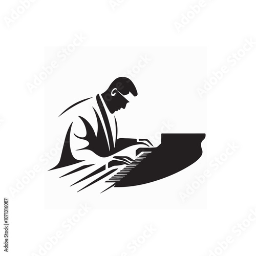 Musician Pianist logo design vector. Musician Pianist Stock Illustrations 