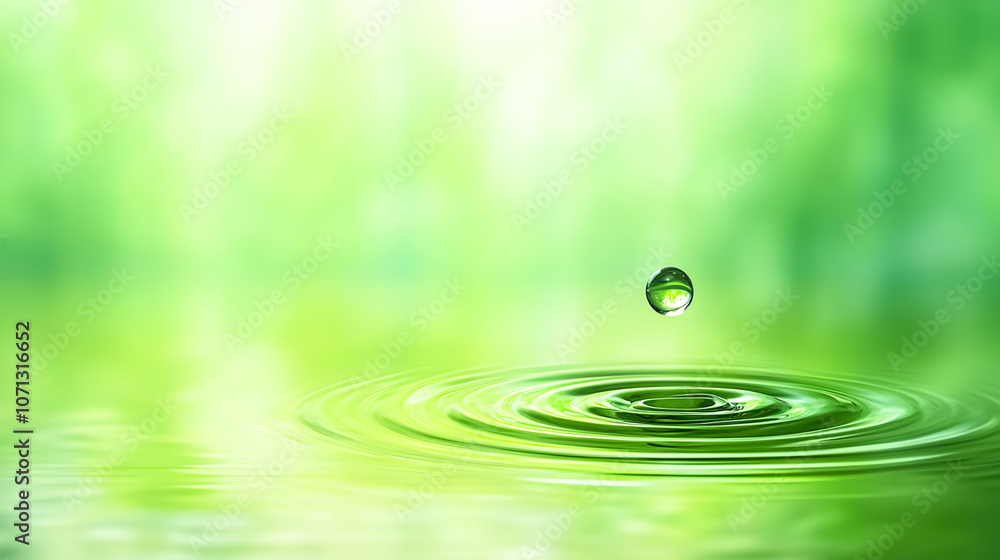 Droplet Splash on Green Background with Soft Focus Droplet Splash on Green Background with Soft Focus