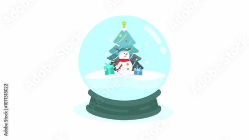 Flat Illustration Christmas Day Snow Globe Animation