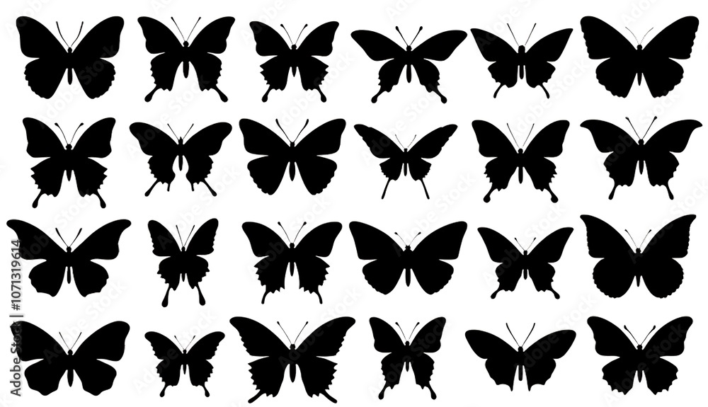set of butterflies isolated set of butterflies isolated
