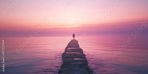 Aerial drone photograph pink sunset, coastline seascape photography, minimal beautiful background wallpaper