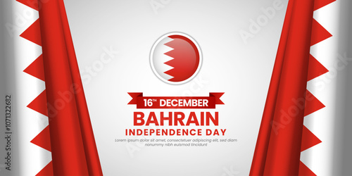 Bahrain national day, Bahrain independence day banner background with realistic flag