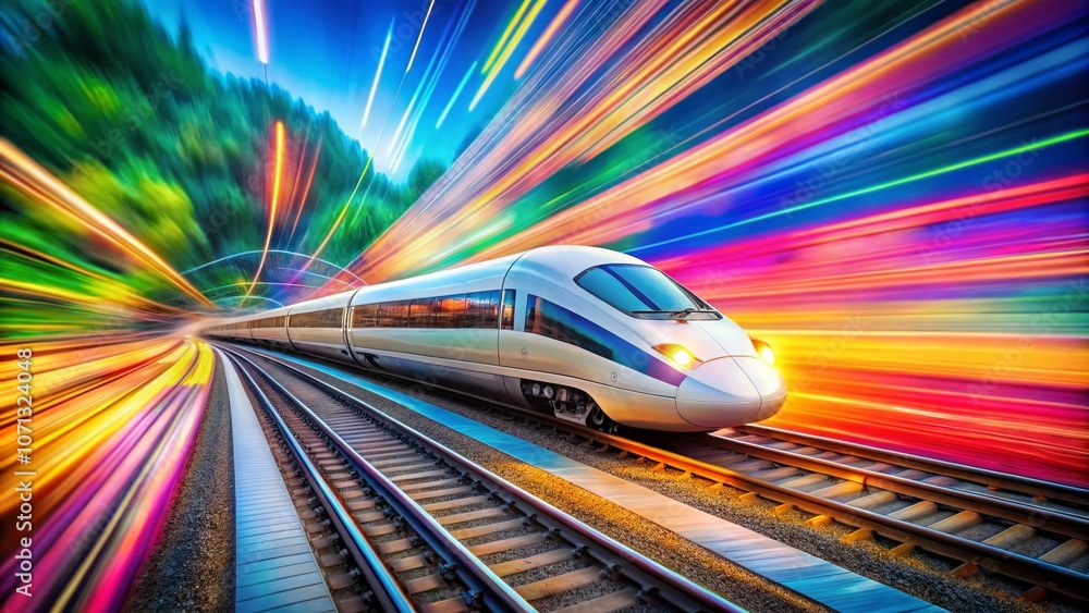 Whimsical Cartoon Doodle of a High-Speed Bullet Train in Motion with ...