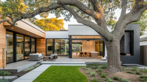 Modern Home with Tree and Outdoor Space