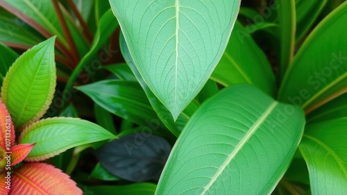 Close-up of vibrant green macro leaves with blurred background, foliage, macro, leaves